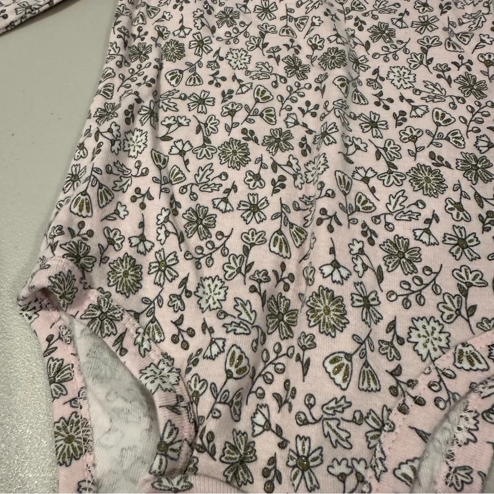 12 M Bundle Grey Sweater, Grey Sparkle Pants, Glitter Floral Long Sleeve Onesie
